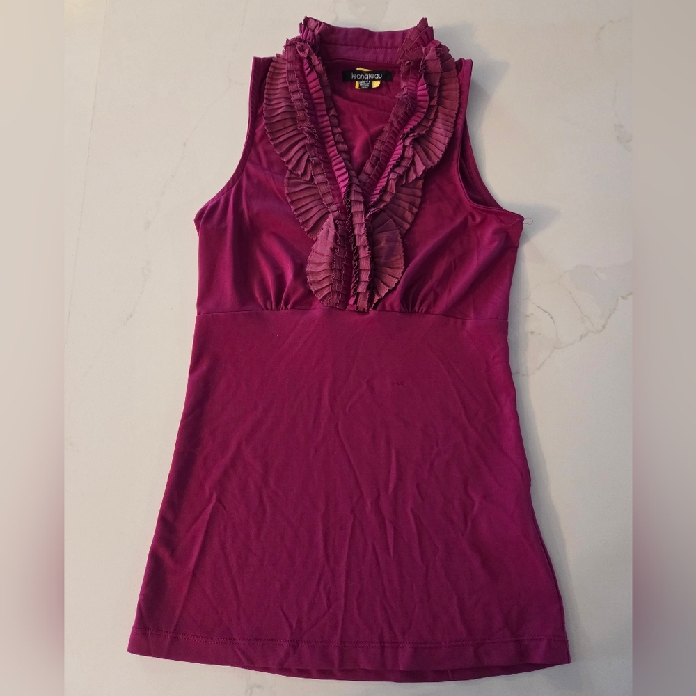 Le Chateau Fuchsia Ruffled Top - Picture 2 of 5
